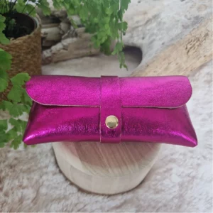 Étui à lunettes en cuir irisé