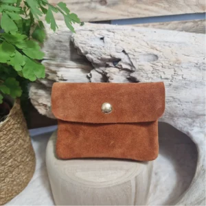 Porte-monnaie en cuir velours