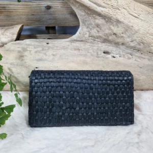 Portefeuille en cuir tressé