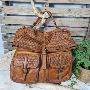 Sac à dos en cuir détails tressés