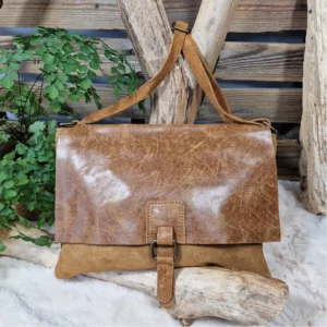 Sac cartable en cuir bi-matière