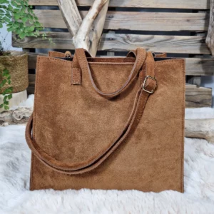 Sac cabas en cuir velours