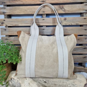 Sac cabas en cuir velours