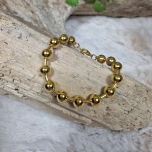 Bracelet Perles d'Acier Doré