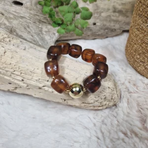 Bracelet perles effet écaille et doré